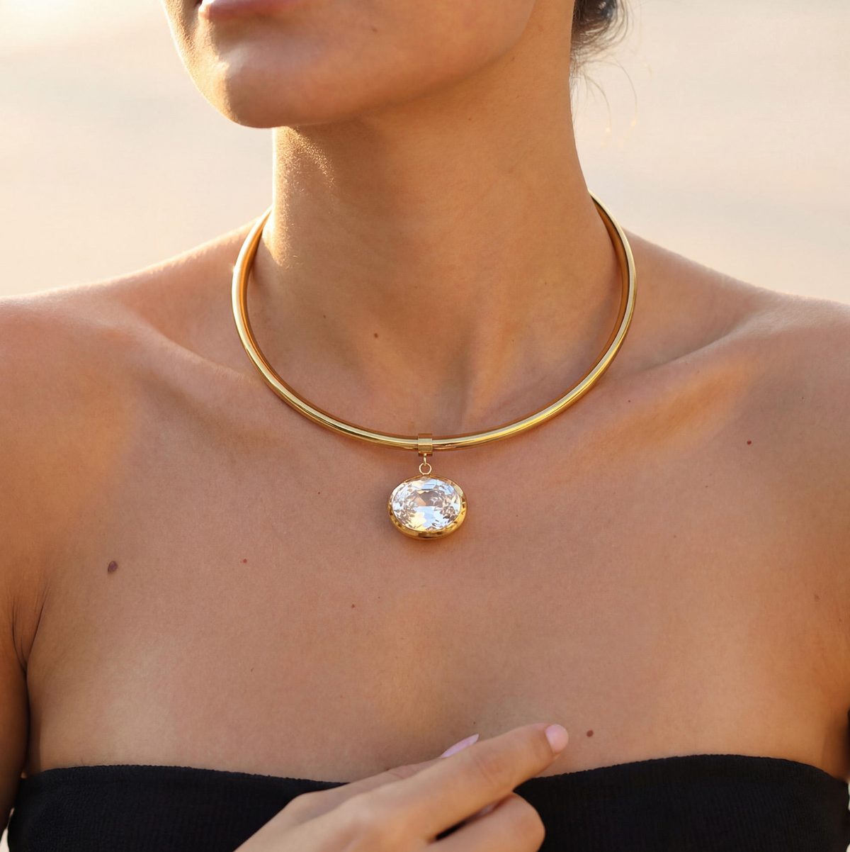 Summer Trendy 18K Gold Plated Boho Zircon Necklace