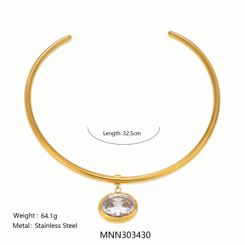 Summer Trendy 18K Gold Plated Boho Zircon Necklace