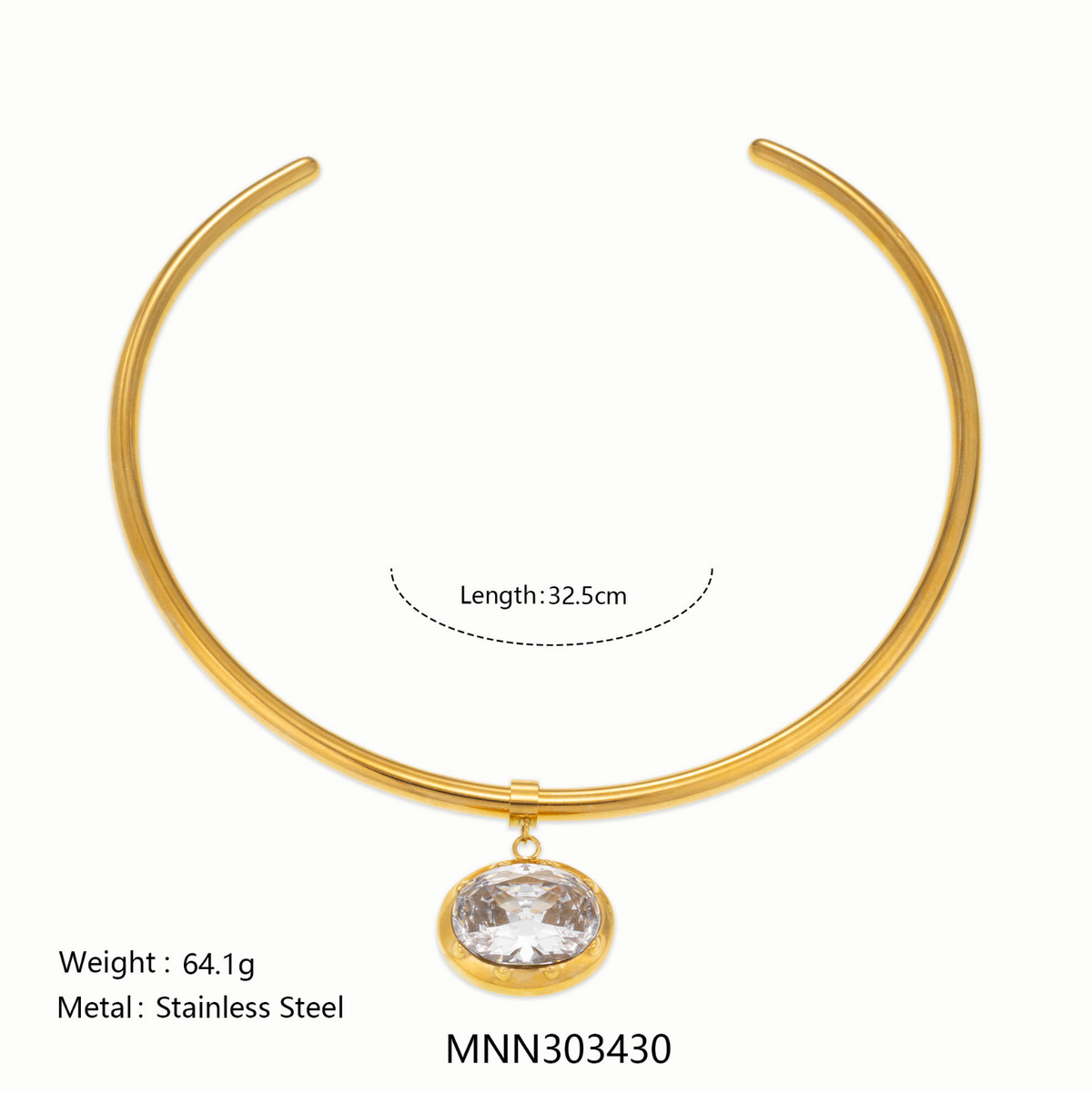 Summer Trendy 18K Gold Plated Boho Zircon Necklace