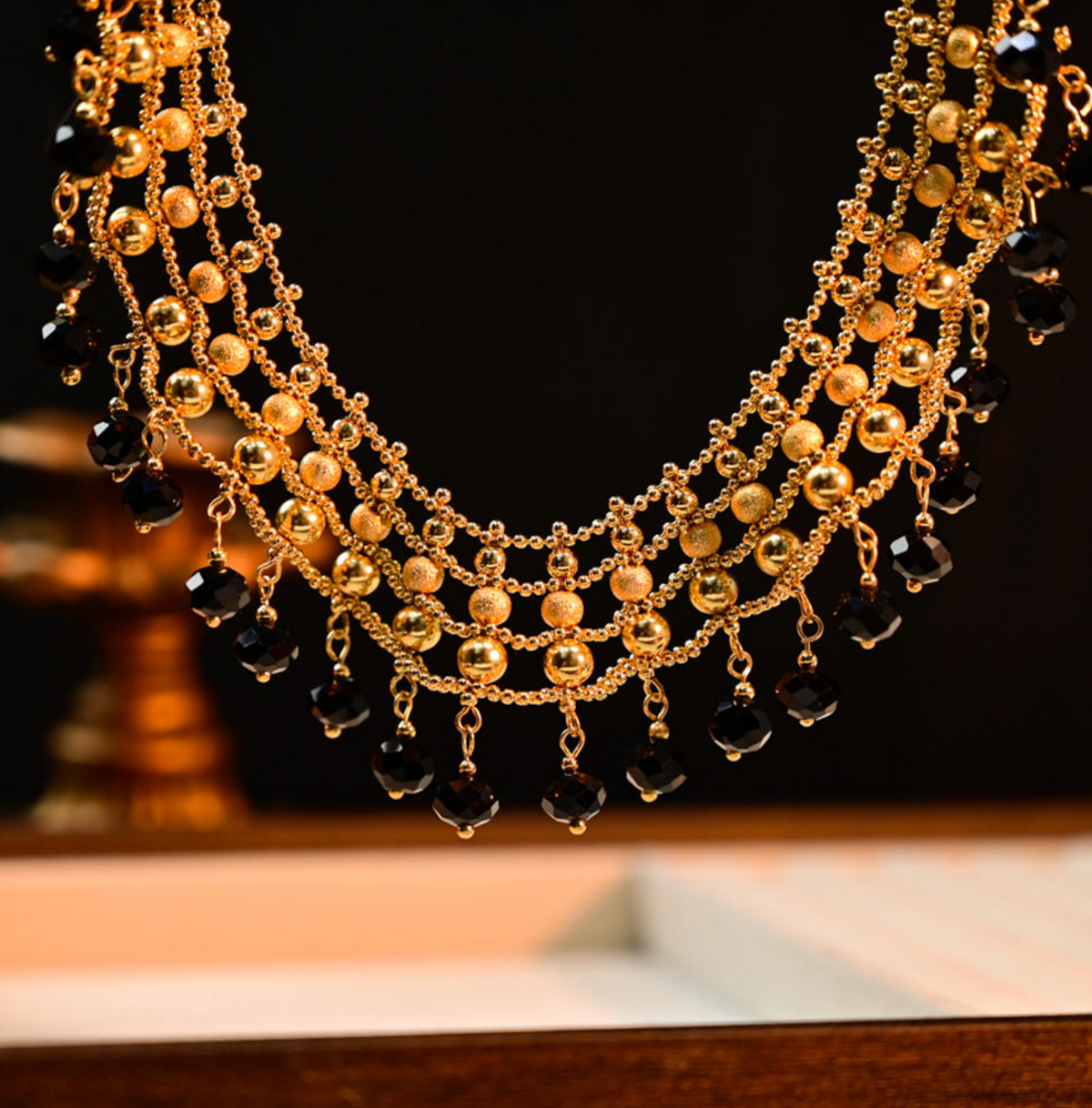 Copper Necklace with Faux Rice Pearls