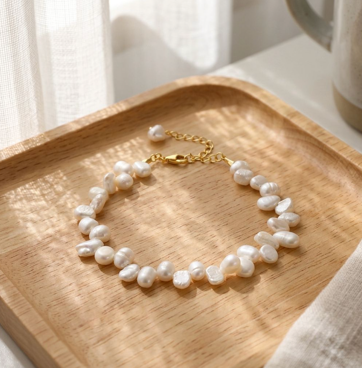 Sterling Silver Natural Freshwater Pearl Bracelet