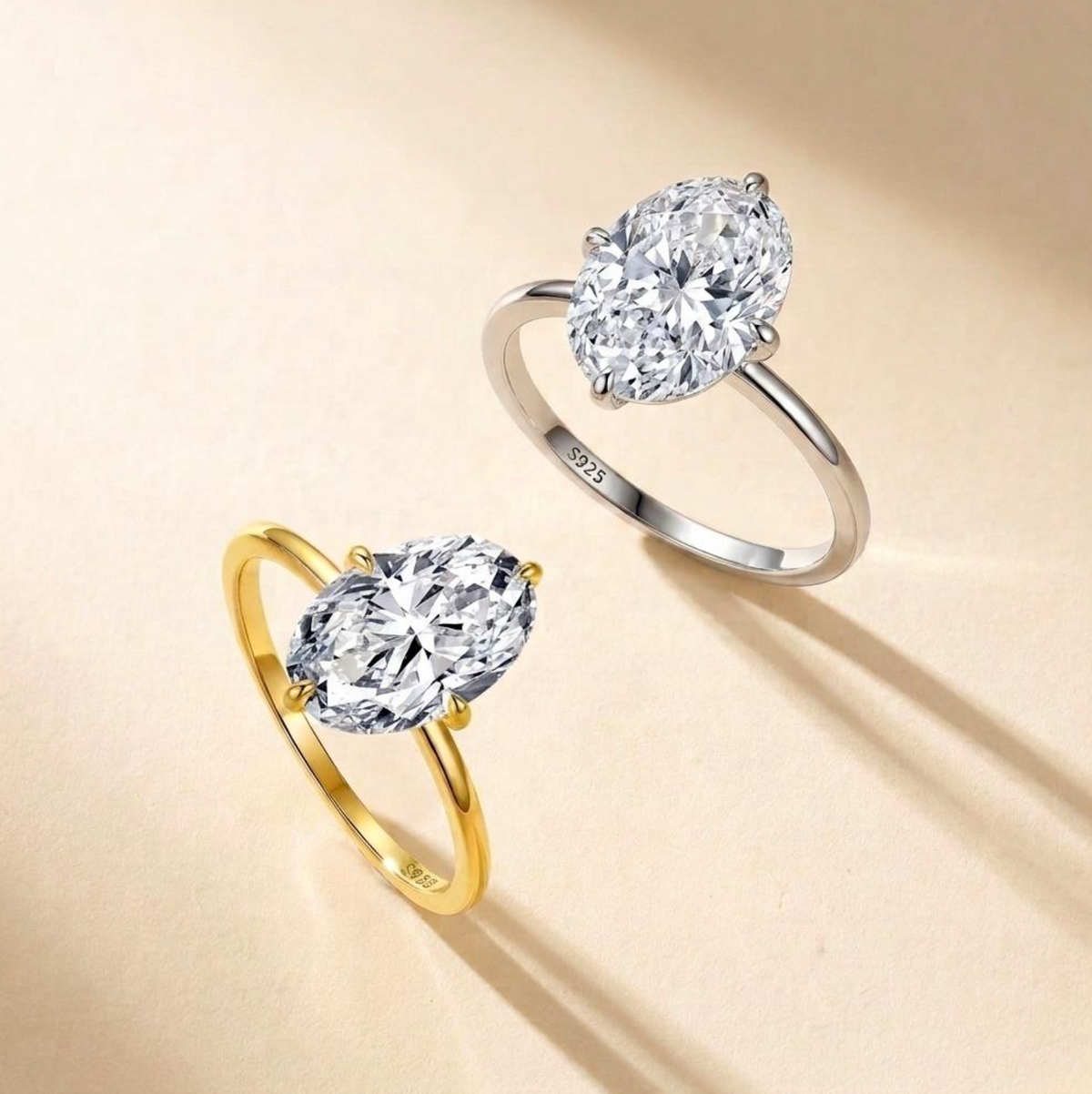 Luxury Oval Moissanite Solitaire Engagement Ring