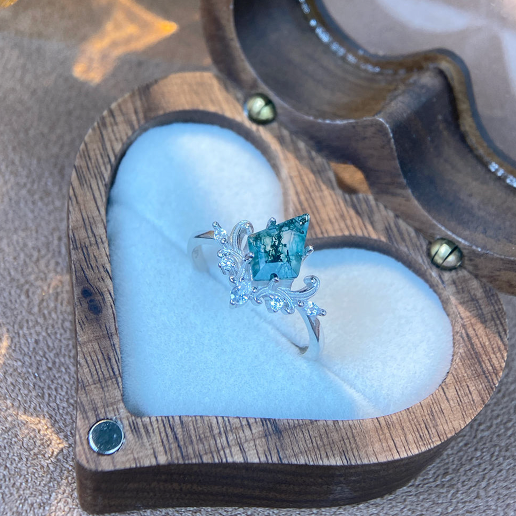 Sterling Silver Natural Moss Agate Ring