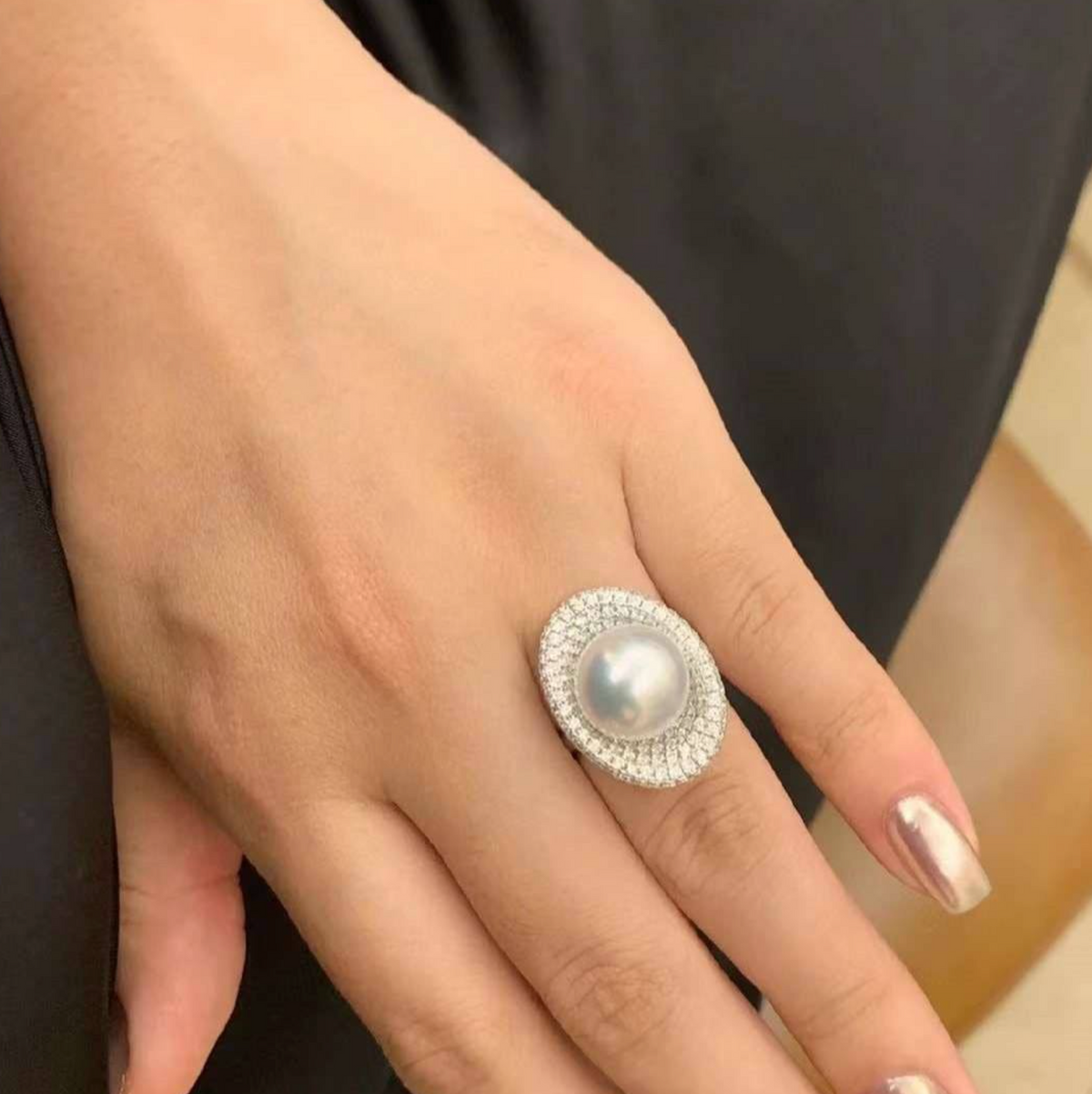Galaxy Star Track Freshwater Pearl Ring