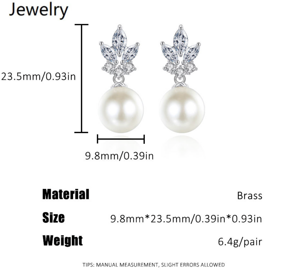 Leaf Marquise Zircon & Simulated Pearl Dangle Earrings