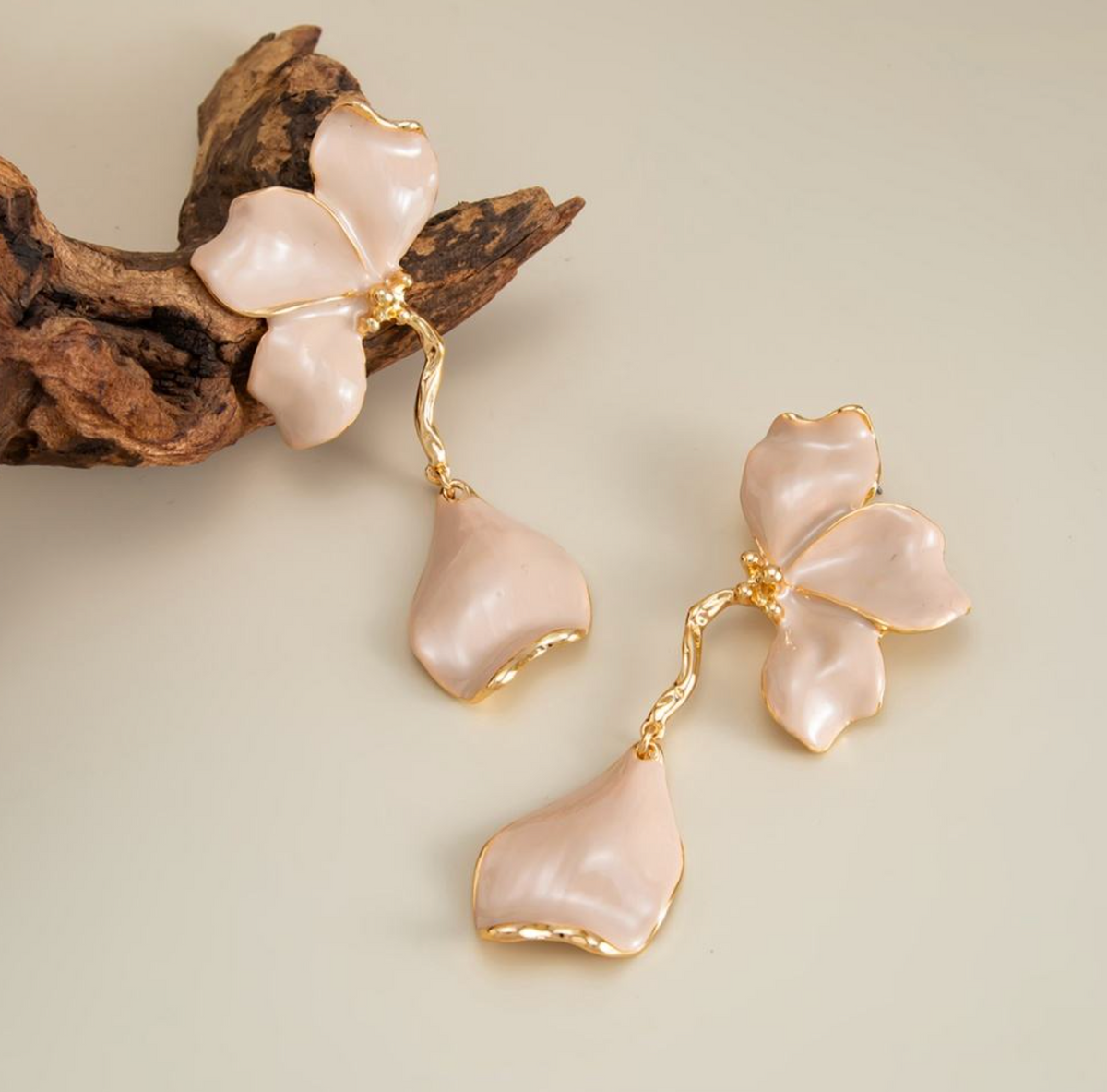 Multicolor Oil Drop Flower Petal Dangle Earrings