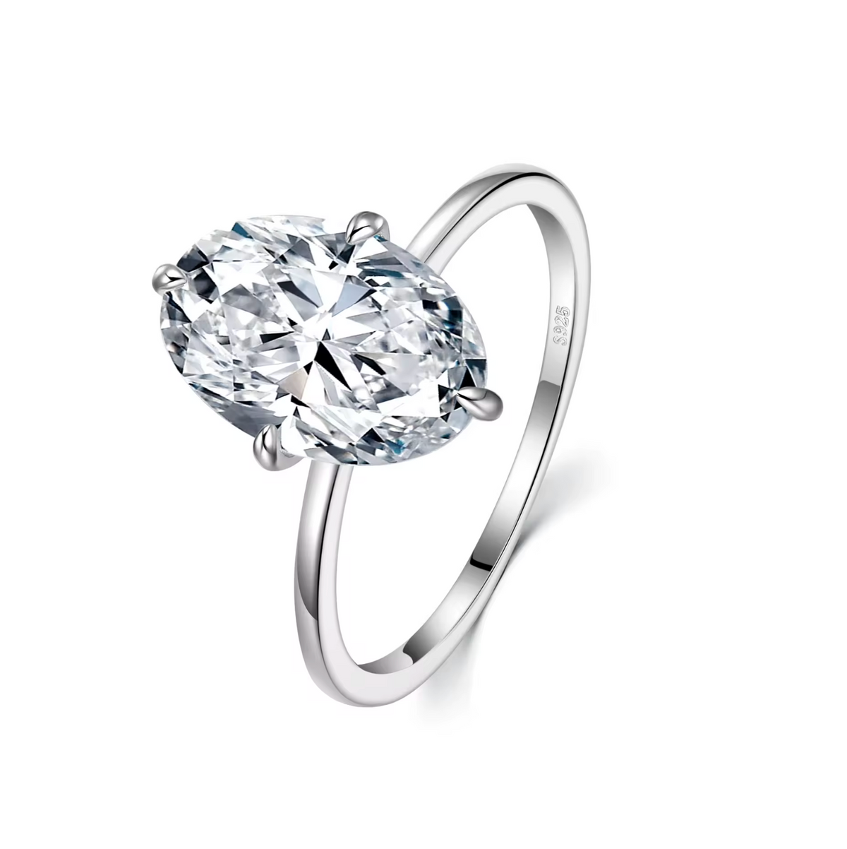 Luxury Oval Moissanite Solitaire Engagement Ring